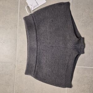 Ronny Kobo Neoma Grey Ribbed Knit Mini Shorts